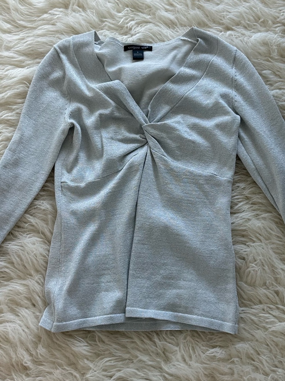 august silk Silver Knit Scoop Neck Top, perfect for New Years Eve.